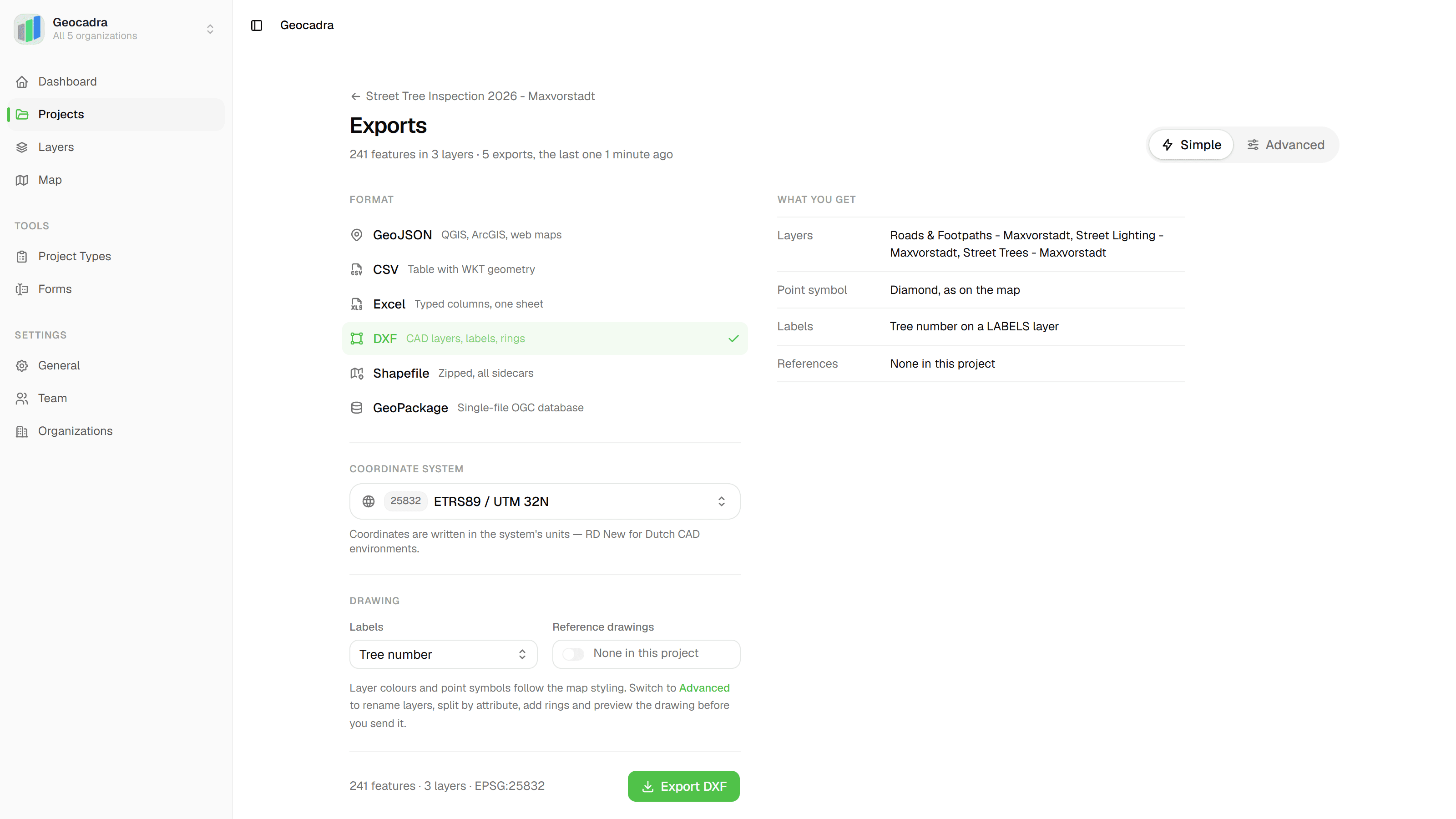 Pick a format in Simple mode