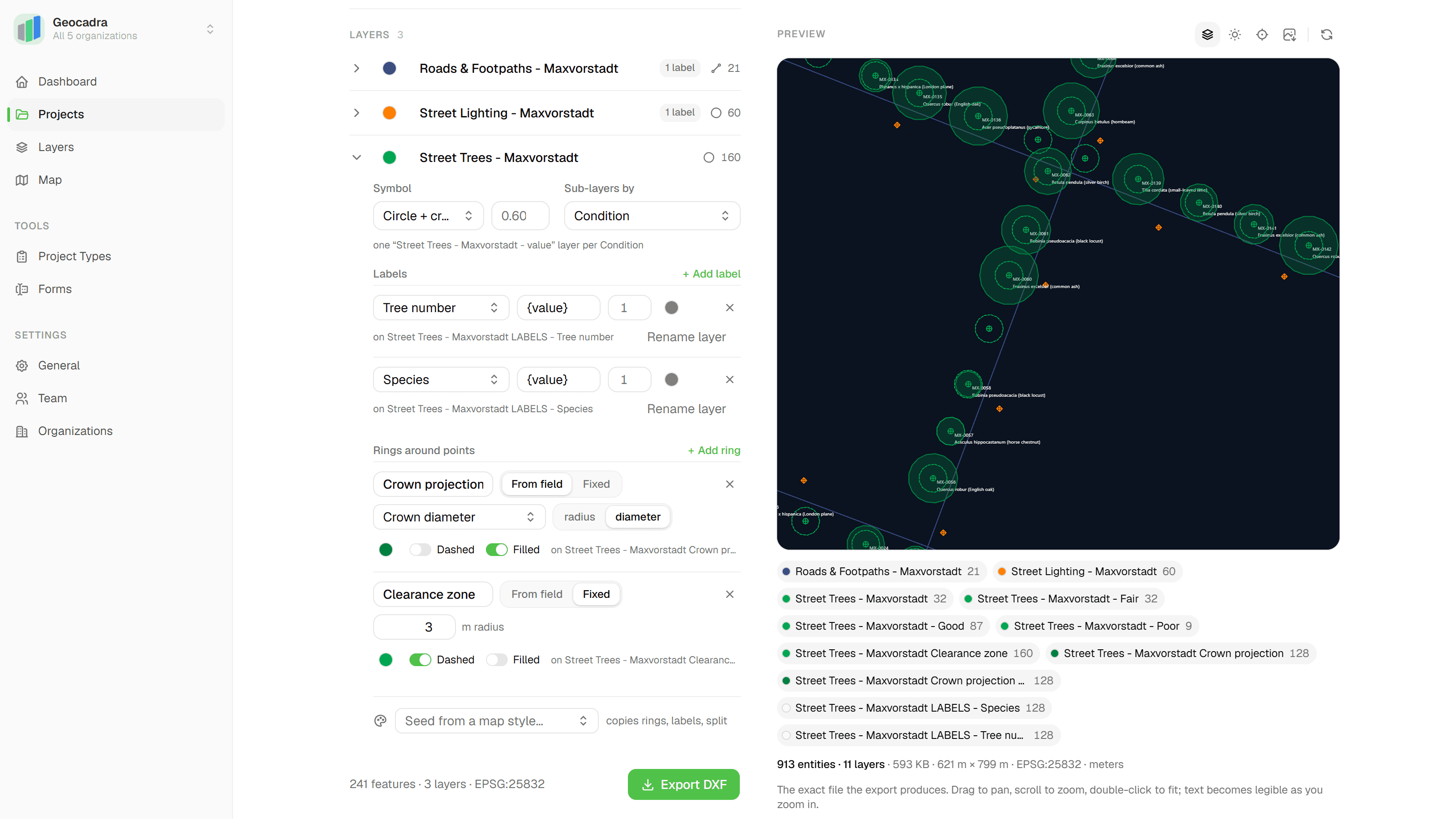 Compose layers, labels and rings in Advanced